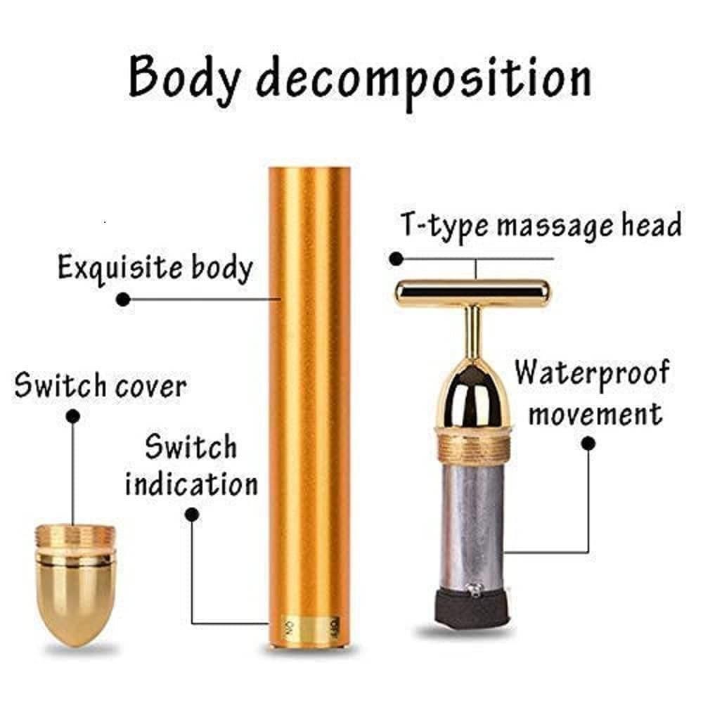 24K Golden Energy Beauty Electric Facial Massage Roller Bar