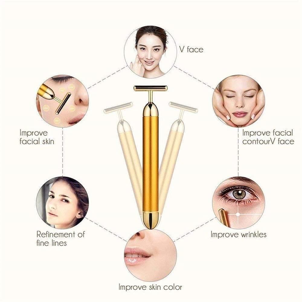 24K Golden Energy Beauty Electric Facial Massage Roller Bar